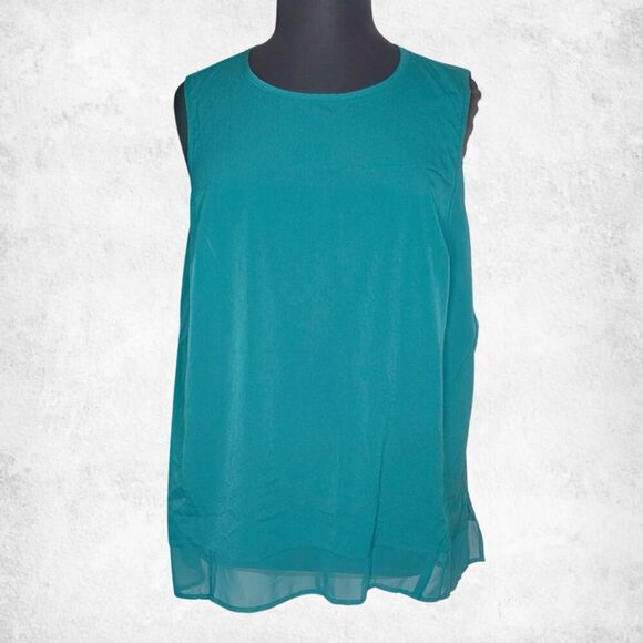 Lane Bryant Tops - Lane Bryant Teal Chiffon Layering Tank Top 20  Plus Size Sleeveless Tunic Blouse